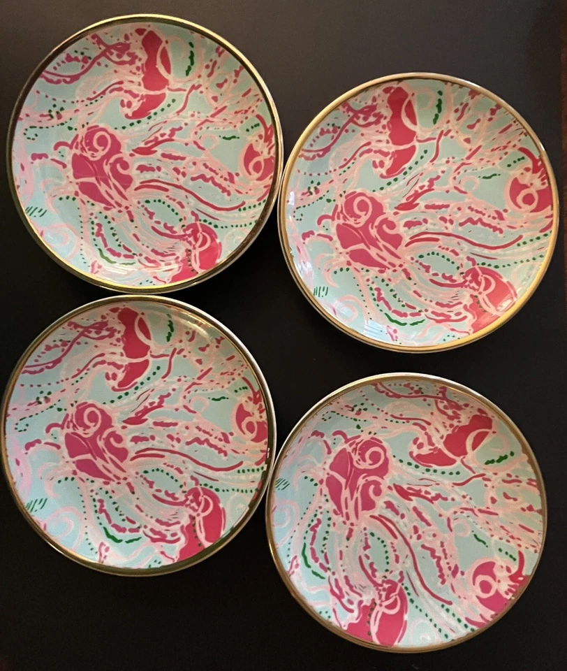 Juego de 4 jaleas de cerámica Lilly Pulitzer Be Jammin rosa y azul Foto 2 de 4