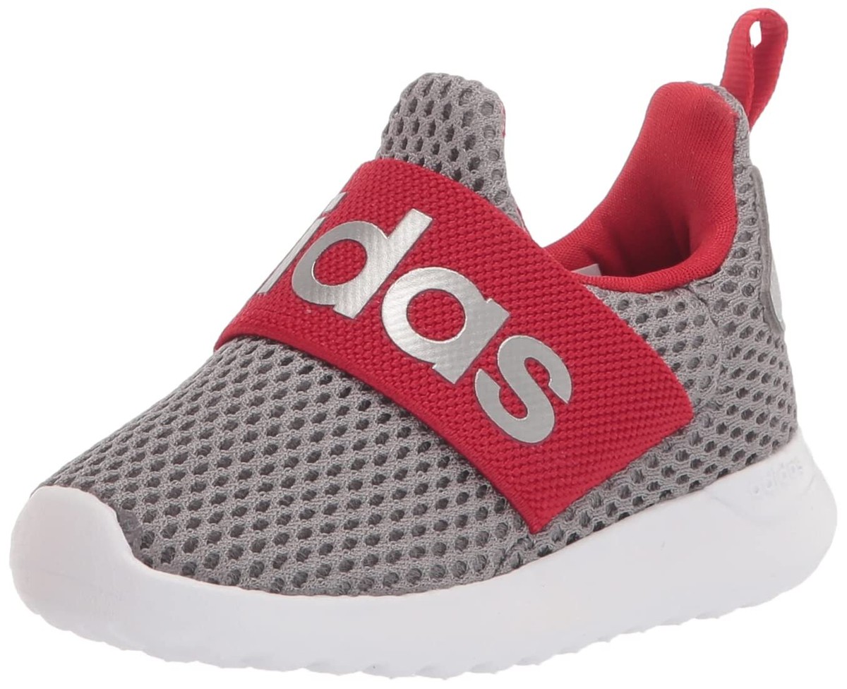 adidas Lite Racer Adapt Running Shoe, Grey/Silver Metallic/Scarlet,  US Kid