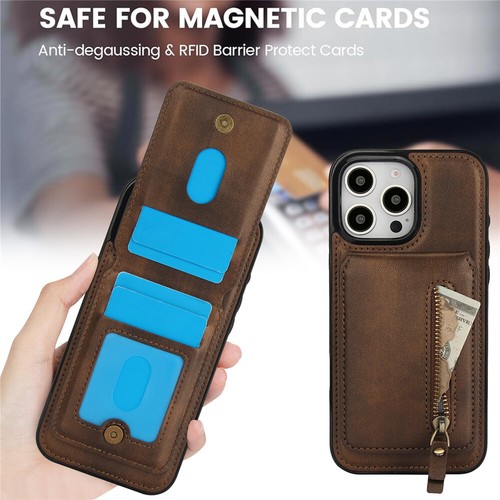 For iPhone 16 15 14 13 12 11 Pro Max 8 Magnetic Magsafe Case 2 in 1 Wallet Cover - Picture 39 of 82