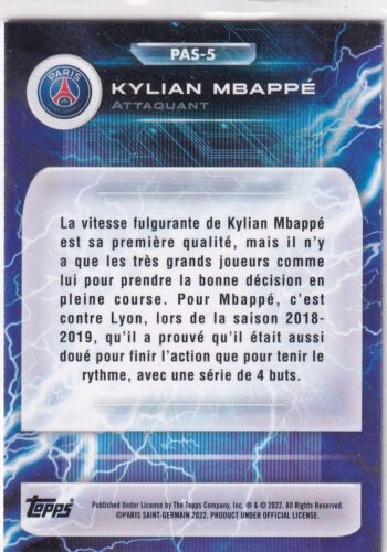 Topps Paris Saint-Germain Fan Set 2022/23 PAS-5 Kylian Mbappe - Picture 2 of 2