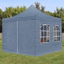 TOOLPORT Pop up Gazebo Economy 3x3 m dark grey incl. 2 Sidewalls with Windows 