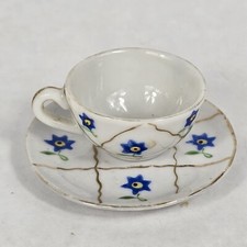 Miniature Dollhouse Cup And Saucer with Flowers