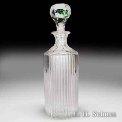 Antique Boston & Sandwich Glass Company crystal decanter and poinsettia stopper