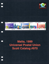 $8.00 Scott Value - 1999 MALTA Panorama UPU 125 Years CV MNH NH UMM