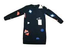 Retro 1980s Geometric Print Long Sleeve Lined Sweater Dress Women's Jr's Sz XS