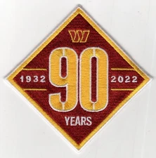 Washington Commanders 90 Yrs 4" Iron On Embroidered Patch~Free Tracking!