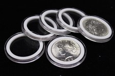 50 Genuine Airtite Coin Capsules w WHITE Rings for Morgan Peace Ike Dollars 38mm