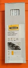 Fellowes Plastic Combs - Round Back, 5/16", 40 Sheets, White, 100 Pk - 10.75"