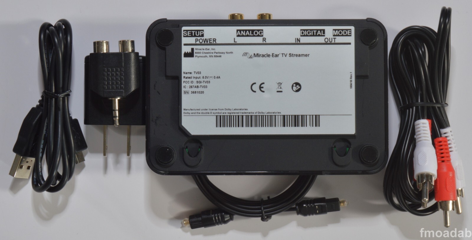 MIRACLE EAR DOLBY DIGITAL TV STREAMER TV03 FOR MIRACLE EAR WIRELESS