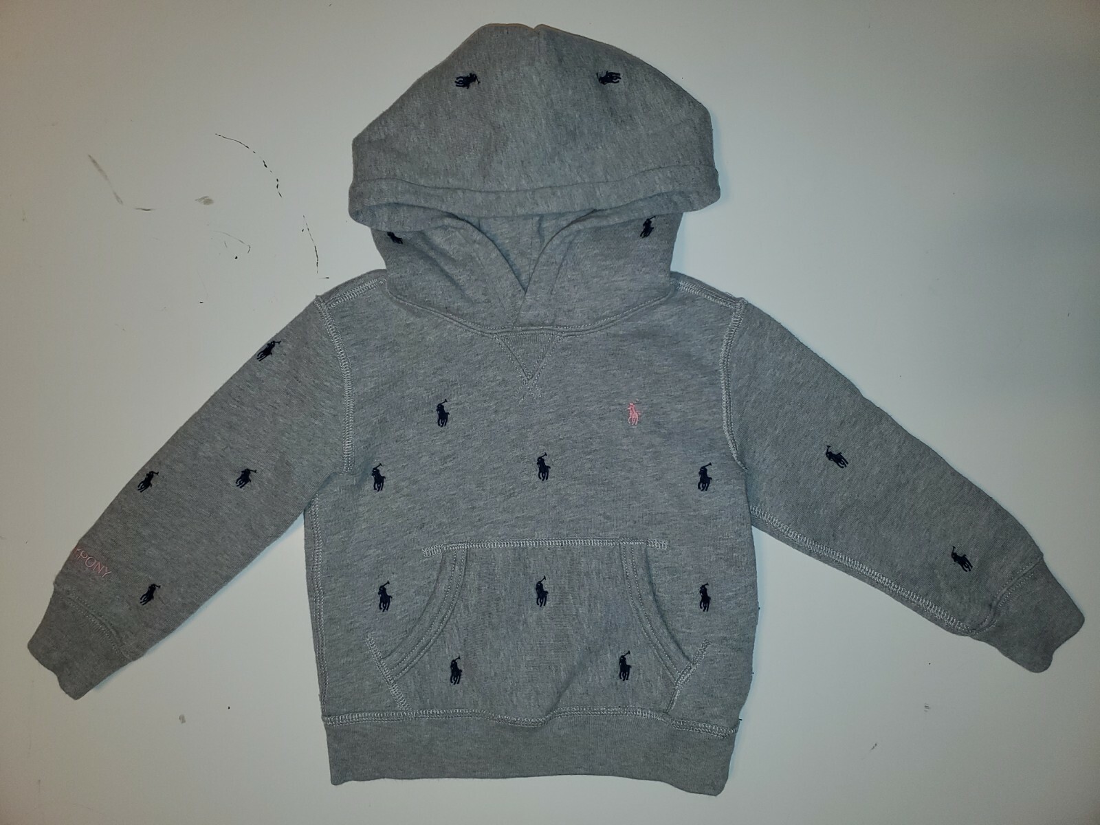 Ralph Lauren Polo Rosa Pony Felpa con Cappuccio 3T Logo All Over