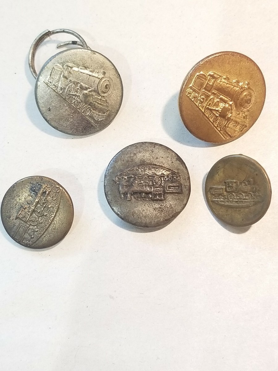 5 Antique Railroad TRAIN Metal Buttons | eBay