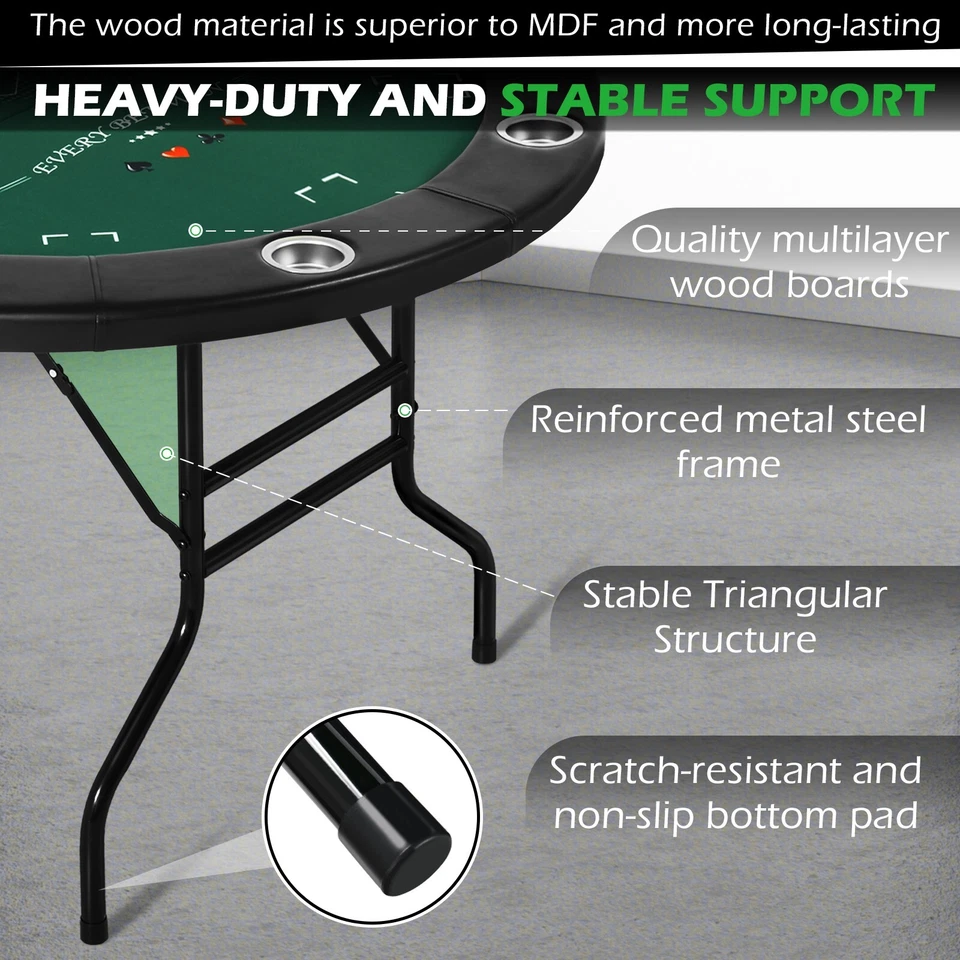 Круглый покерный стол на 8 игроков Техасский холдем игры складные подстаканники казино металл - Изображение 2 из 4