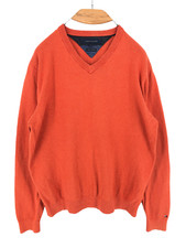 TOMMY HILFIGER Men Cotton Cashmere V-Neck Jumper Pullover Sweater Size M