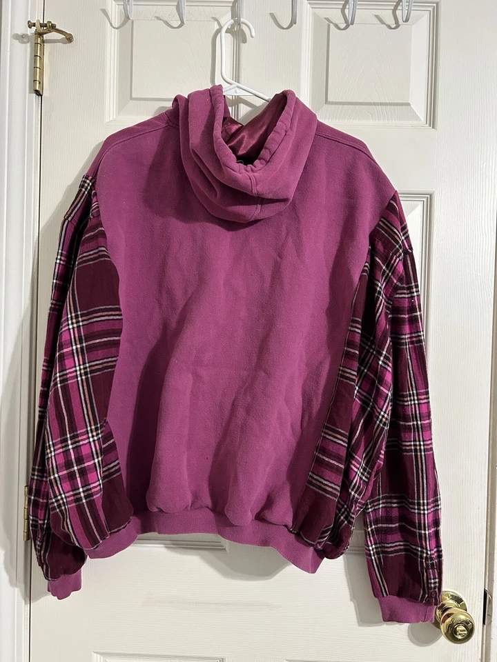 Sudadera Reciclada Reelaborada Sudadera con Capucha Franela Perros Grandes Rosa Granate Para Mujer Talla XL Foto 3 de 4