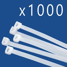 1000 Pack Lot Pcs Qty - 12" Inch Nylon Cable Zip Wire Tie 50 lbs - Natural White