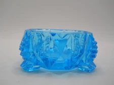 Vintage Blue Glass Oval Open Salt Cellar Dip 2 3/4”