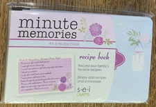 SEI 4x6 Recipe Book ~Minute Memories~ Mini Album Kit 19 Cards Scrapbook Stickers