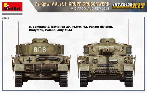 MINIART 35330 1:35 piezas Kpfw.IV Ausf. H Krupp-Grusonwerk mediados de agosto-septiembre de 1943 con interior - Imagen 6 de 12