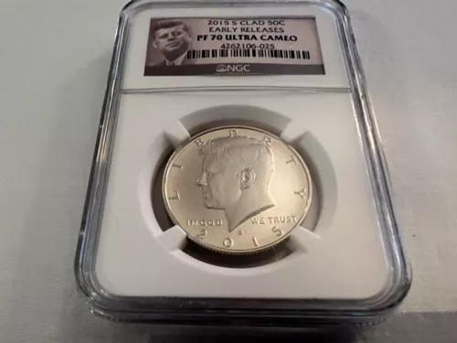 2015-S CLAD KENNEDY HALF DOLLAR ER NGC PF70 ULTRA CAMEO PORTRAIT LABEL "TOP POP"