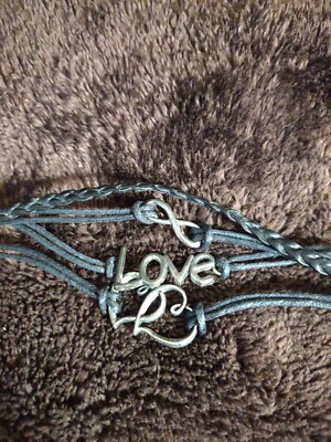 Charm Bracelet Infinity Leather Love Heart  Friendship Bracelet
