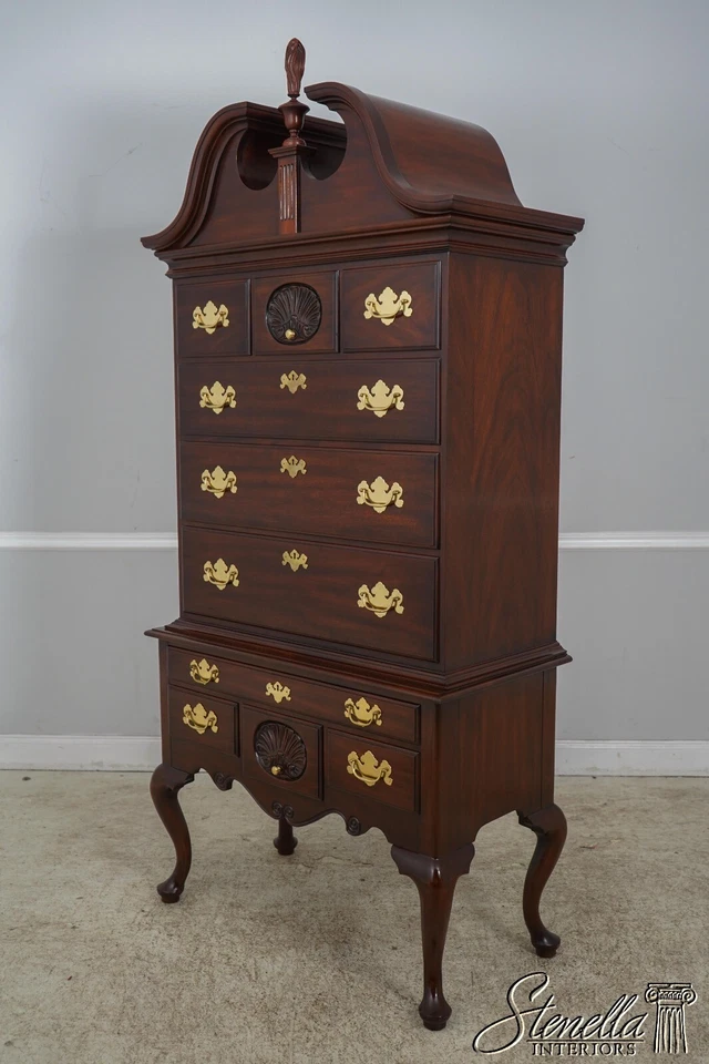 60836EC: HENKEL HARRIS королева Анна красное дерево 3 части Highboy - Изображение 2 из 4