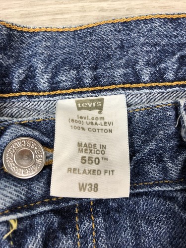 Levis 550 Jean Shorts Relaxed Fit 100% Cotton Denim Mens Size 38 - Picture 12 of 12