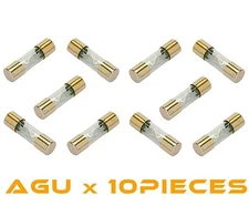 10 PCS 40 AMP AGU GOLD PLATED FUSES 40 AMP ROUND GLASS FUSE - SHIPS  TODAY!
