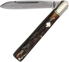 Rough Ryder Doctor Folding Knife Damascus Steel Spear Blade Cinnamon Bone Handle
