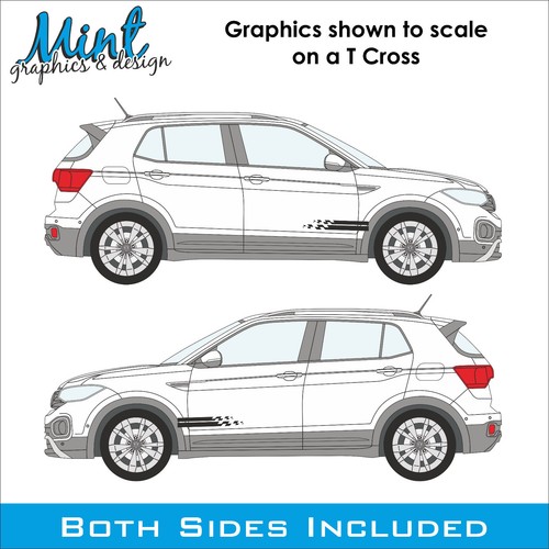 VW T-Cross Volkswagen Side T-Roc Stripes Decals R Gti Stickers Graphics 006 - Picture 3 of 4