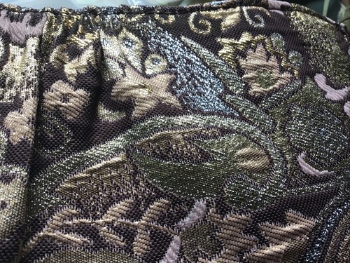 Victoria's Secret Small Tapestry Handbag Purse Brown Gold Silver Pink 9.5" x 5" - Picture 3 of 12