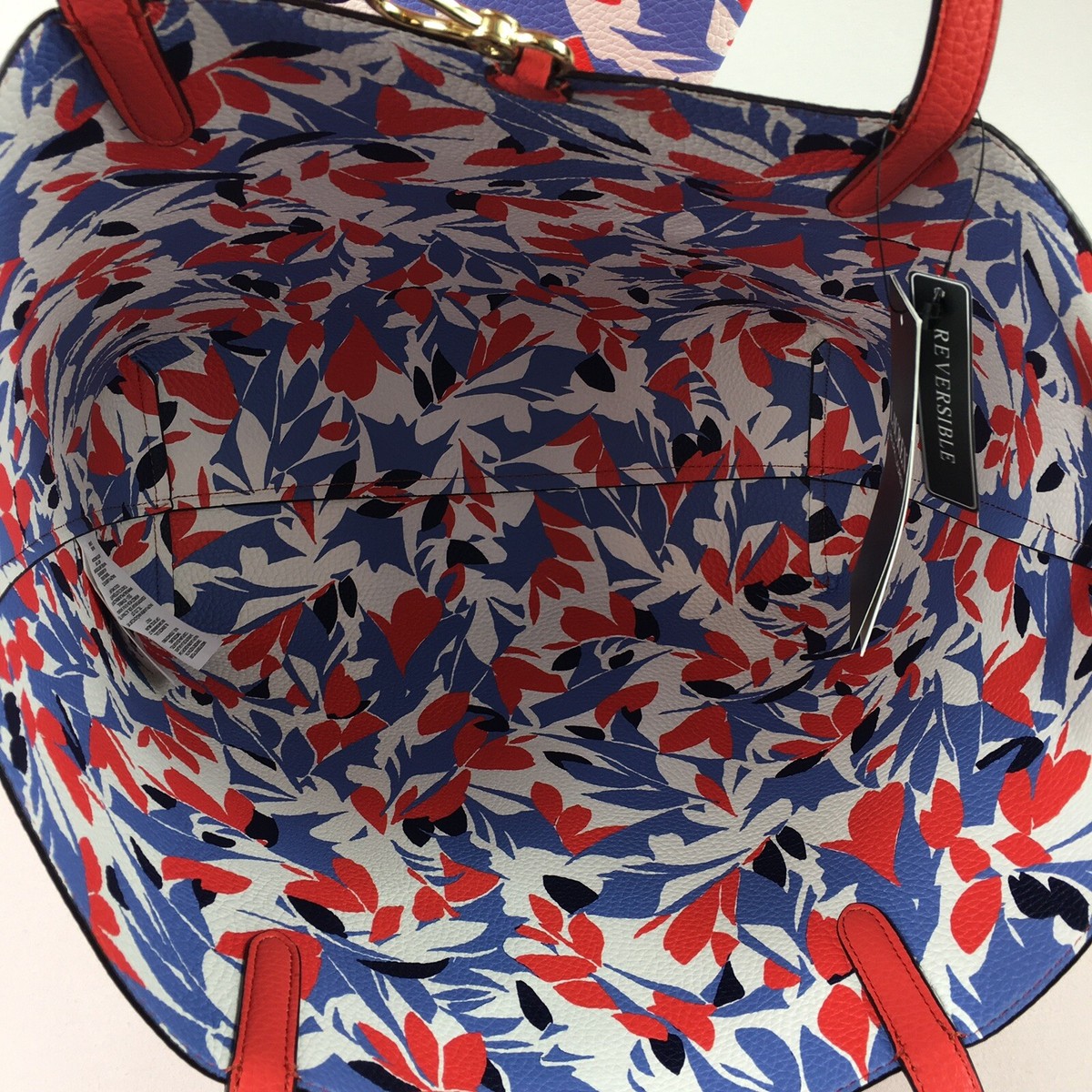 LAUREN Ralph Lauren Reversible Pebble Tote Bag Orange Floral