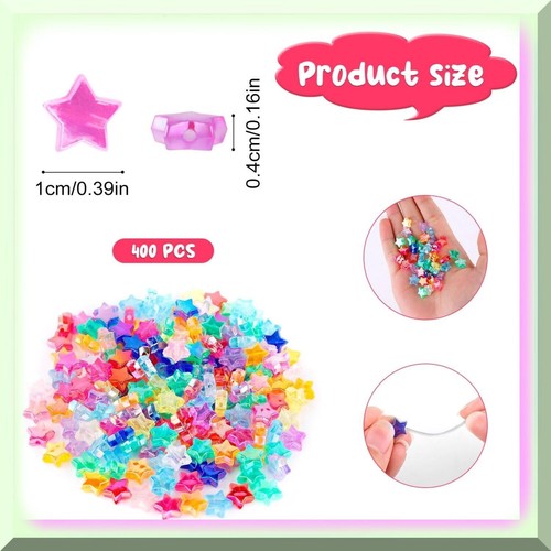 400pcs Colorful Star Beads - Tiny Cute Star Shaped Beads for DIY Jewelry Making - Picture 3 of 7