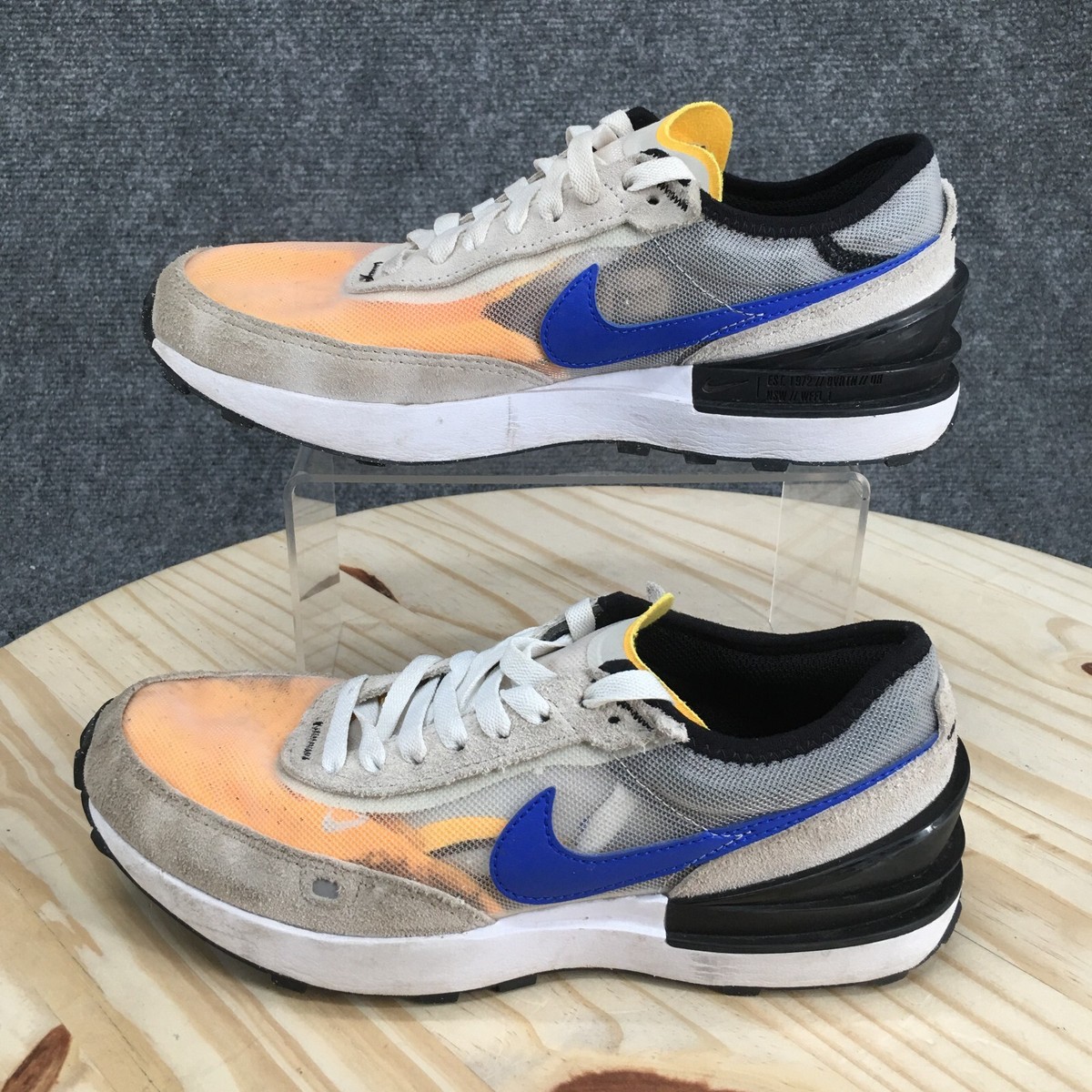Size 5 (GS) - Nike Waffle One Low Light Bone Blue Orange for