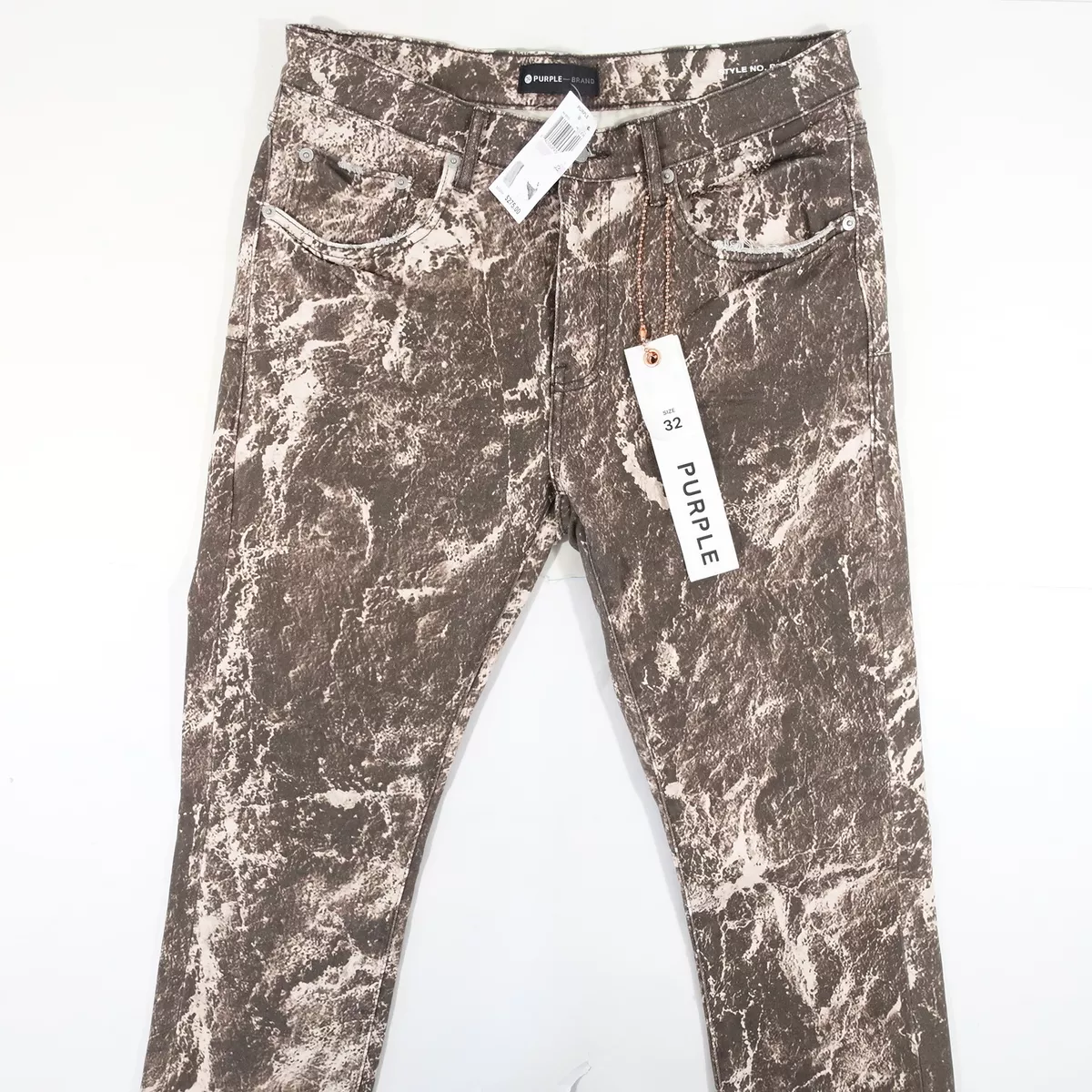 PURPLE BRAND BROWN CAMO PRINTED SLIM FIT STRETCH 34 JEANS MENS NEW