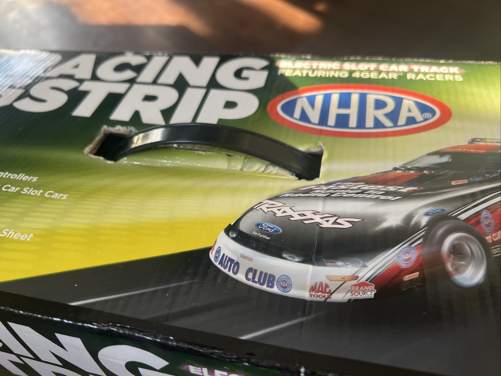 John Force NHRA Auto World Pro Racing Dragstrip Slot Car Track