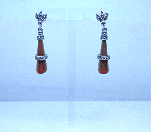 Green & Marcasite Art Deco-look Earrings + Pendant - 第 1/7 張圖片
