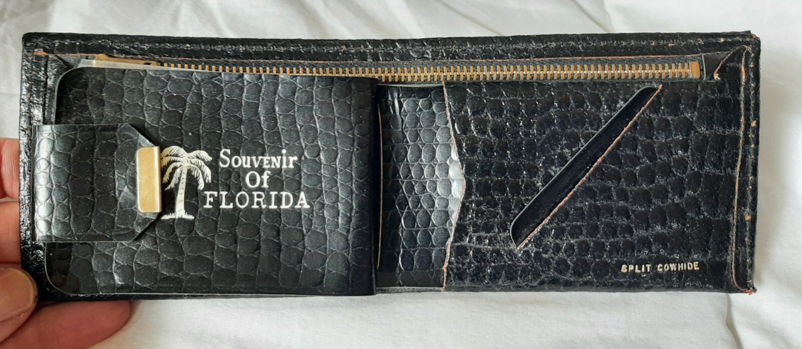 Vintage Authentic Cowhide Split Leather Crocodile… - image 4
