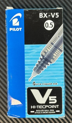 Pilot BX V5 Black Hi-Tecpoint Rollerball Pen 0.5 mm Nib Pack of 12