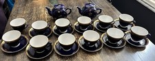 Vintage Lomonosov LFZ Cobalt Blue Gold Porcelain Tea Set 25 Pcs