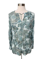Separates by New York City Design Co. Women’s Top Size MED Aqua Paisley CRINKLE 