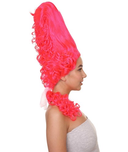 Colonial Lady Large Beehive Neon Pink Wig HW-3445A - Picture 5 of 9