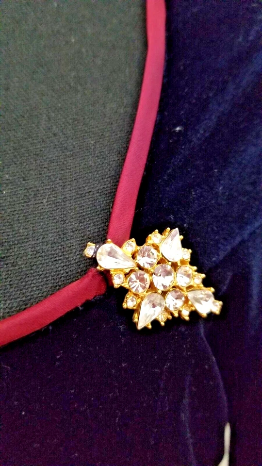 Jessica McClintock Dress, Gown, Full Length, Navy Velvet, Stretch. Size 14 USA - Image 4 of 4