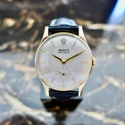 A BEAUTIFUL VINTAGE 9ct GOLD 1964 MID-SIZE ROLEX PRECISION WRISTWATCH IN 9K GOLD
