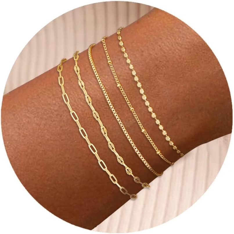 Gold Pearl Beaded Enewton Style Stretch Bracelet for Women  