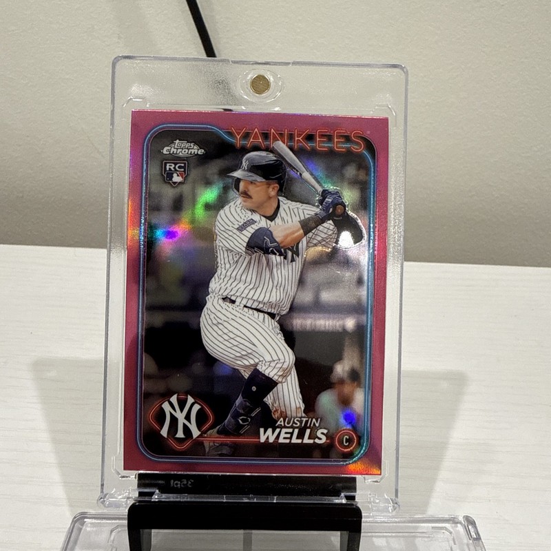 2024 Topps Chrome - #281 Austin Wells (RC) Pink Refractor New York Yankees