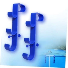2Pcs Blue Pool Pole Hangers Adjustable 3-Hook Pool Pole Hanger for Above 