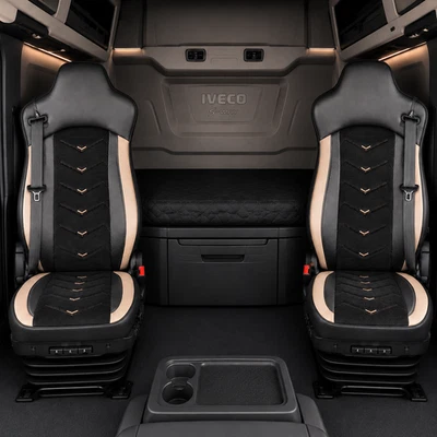 Jeu de Housses de Siège 1+1 pour Iveco Stralis S-Way Similicuir Alcantara - Photo 1/4