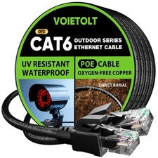 Voietolt Cat 6 Outdoor Ethernet Cable 250 ft, 10Gbps 550MHz Pure Copper Network