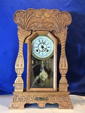 Vintage Antique USA New Haven Striking,calendar Clock,Golden Oak Case