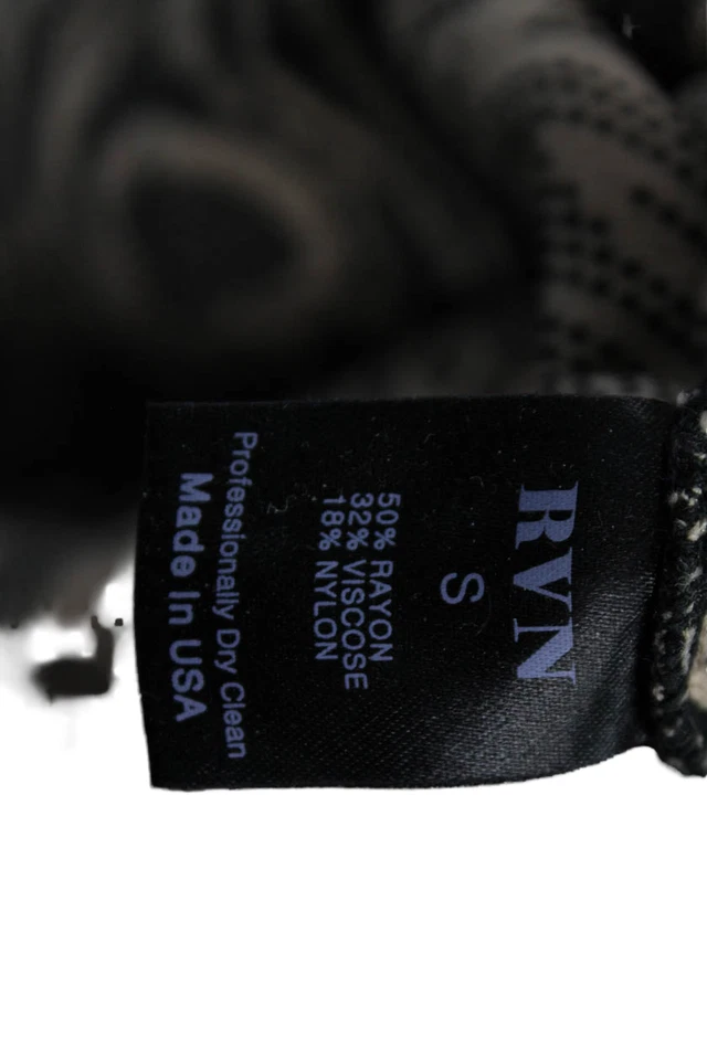 Vestido RVN Mujer Calce y Acampanado Negro Manga Corta Cremallera Geométrico Cuello Redondo Talla S Foto 4 de 4